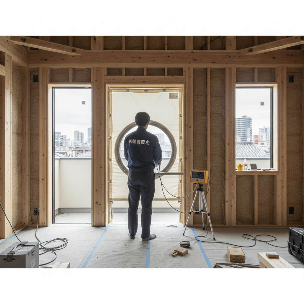 気密測定の様子